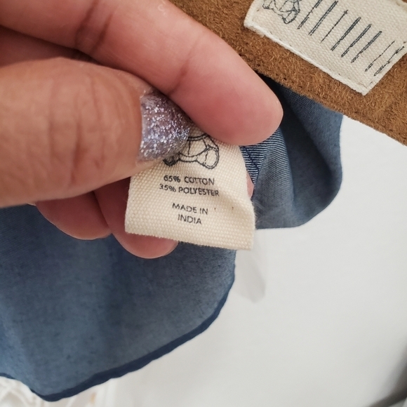 Entree LS Men's Denim Western Faux Leather Button Down Short Sleeve Shirt Large - Picture 7 of 7